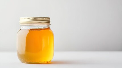 A honey jar with a custom, hand-drawn label design, emphasizing artisanal quality, on a white background