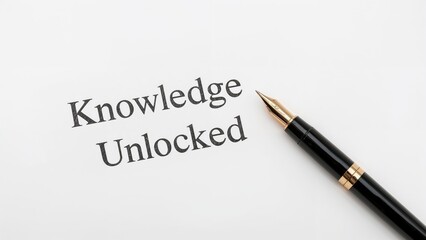 Fototapeta premium A pen placed near a paper labeled 'Knowledge Unlocked' signifies blending business education with financial acumen to enhance personal capability.