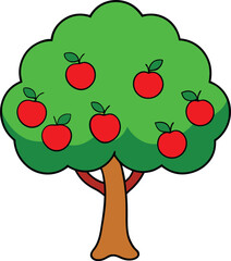 vector illustration of an apple tree