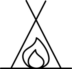 Line art illustration of Campfire icon.