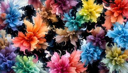 Vibrant Vector Watercolor Set on Black Background for Creative Posters, Brochures, and Flyers