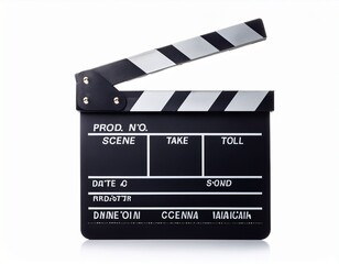 movie clapper board isolated on white background
