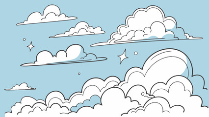 Fluffy White Clouds Against a Blue Sky Creating a Serene Atmosphere