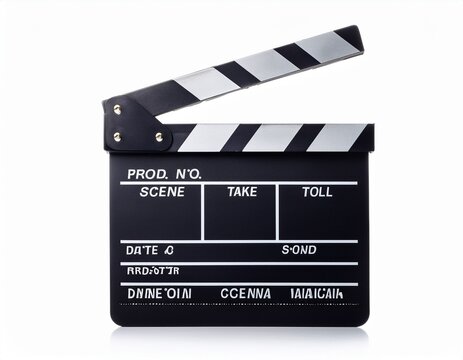movie clapper board isolated on white background