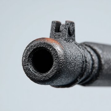 Rocket-propelled grenade launcher in pristine condition, close-up macro