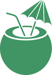 Flat style coconut water icon in green color.