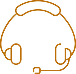 Isolated headphone icon in brown line art.
