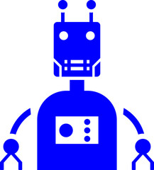 Isolated Chatbot Robot Icon in Blue and White Color.