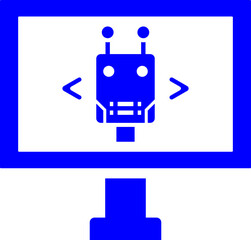 Robot Programming Icon in Blue and White Color.