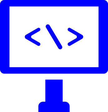Computer Programming Icon in Blue and White Color.