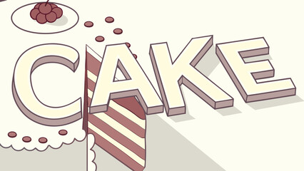 Layered Cake with Decorative Frosting and Sliced Sections on a Plate