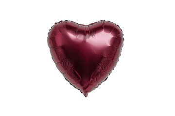 A deep burgundy heart-shaped foil balloon against a black background.  The balloon is smooth and shiny, with a slightly textured surface