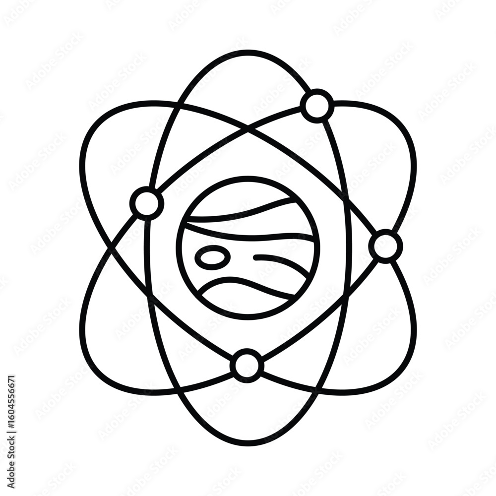 Poster atomic structure vector outline illustration style icon. eps 10 file