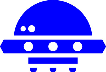UFO Saucer Icon in Blue and White Color.