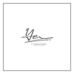 Initial Signature Logo for Letter YE - Vector Logo Template in Handwritten Signature Style