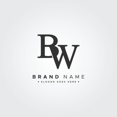 BW Vector Logo Template - Simple Icon for Initial Letter B and W Monogram