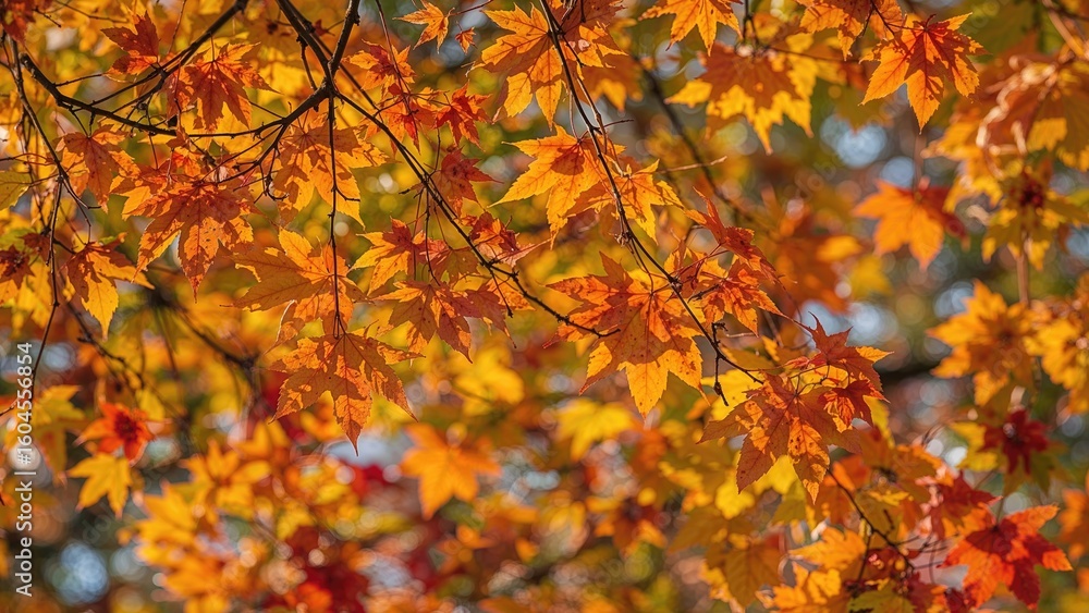Poster maple leaf design in a fall setting