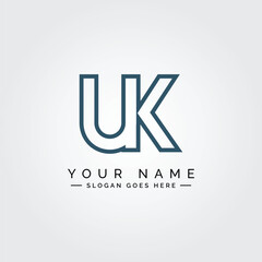 Vector Template for Initial Letter UK Logo - Elegant Monogram Logo for Alphabet U and K