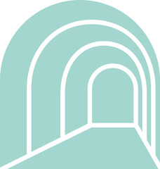 Underground Tunnel Icon in Turquoise and White Color.