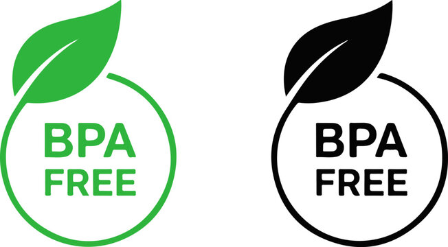 BPA Free vector label with leaf in green and black colors