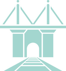 Railway Bridge Tunnel Icon in Turquoise and White Color.