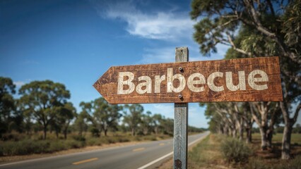 Sky backdrop with a grilling sign