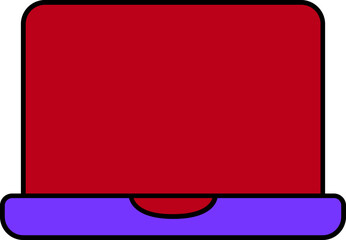 Flat style laptop icon in red and purple color.