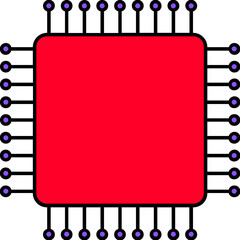 Flat style microchip icon in red color.