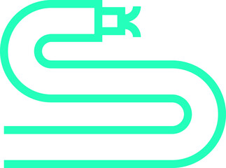 Fototapeta premium Electric wire icon in turquoise line art.