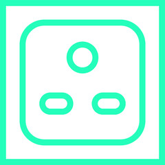 Socket icon in turquoise line art.