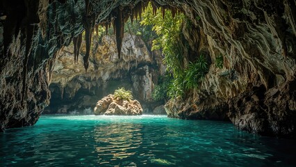 Scenic Cave Showcasing Floral And