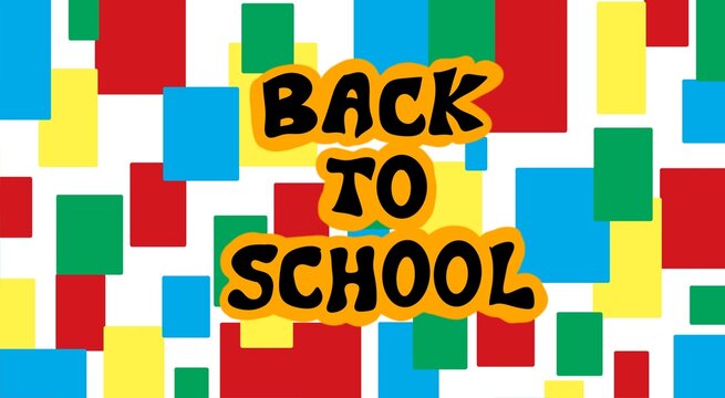 Back to School Graphic with Colorful Squares abstract drawing. Vector illustration 