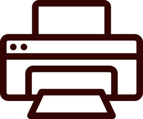 Flat style printer icon in brown line art.