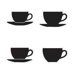 Obraz premium Four coffee cup silhouettes isolated on white background