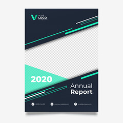 Abstract annual report template with photo