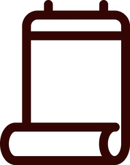 Flat style scroll calendar icon in brown line art.