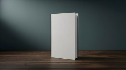 White book mockup on wooden table for product display and advertisement blank cover template hardcover design