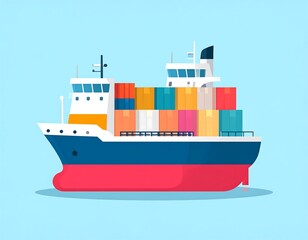 Cargo ship illustration, flat style