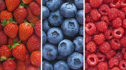 Fresh summer berries background strawberries blueberries raspberries healthy eating fruit antioxidant diet