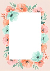 Watercolor floral wedding invitation background with soft blush and mint tones, hand-painted flowers and graceful brushstrokes for a fresh look