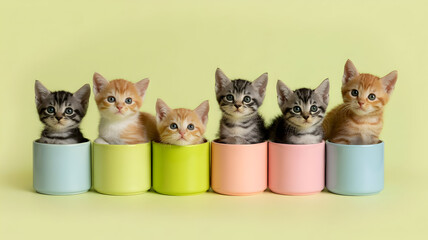 Cute kittens in cups adorable kitten photography domestic shorthair cats playful kittens pet photography