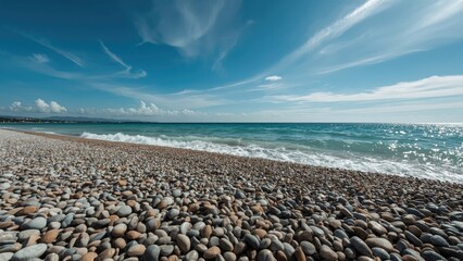 Picturesque seaside view with an array of pebbles