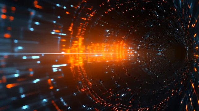 High-Speed Flight Through Futuristic Data Tunnel &ndash; Sci-Fi Light Travel Animation