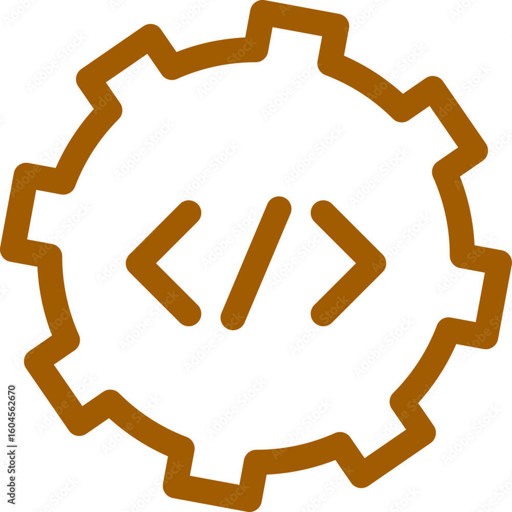 Poster flat style code setting icon in brown line art.
