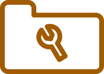 Flat style folder repair icon in brown line art.