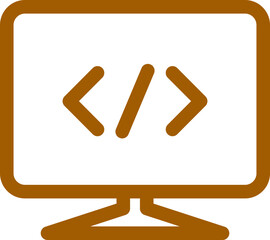 Flat style programming desktop icon in brown line art.