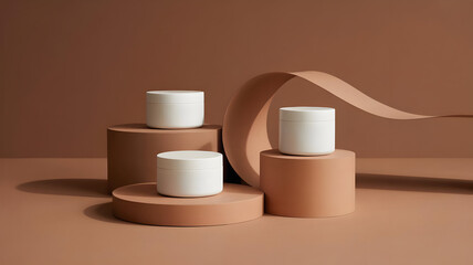 Minimalist skincare product display mockup for cosmetic brand presentation and marketing campaign design