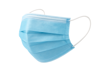 Disposable face mask isolated on transparent background