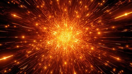 Abstract digital artwork featuring an orange burst shape