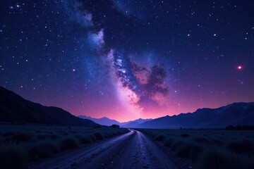 Celestial pathway, countless stars align in night sky, star trail, night photography, stellar